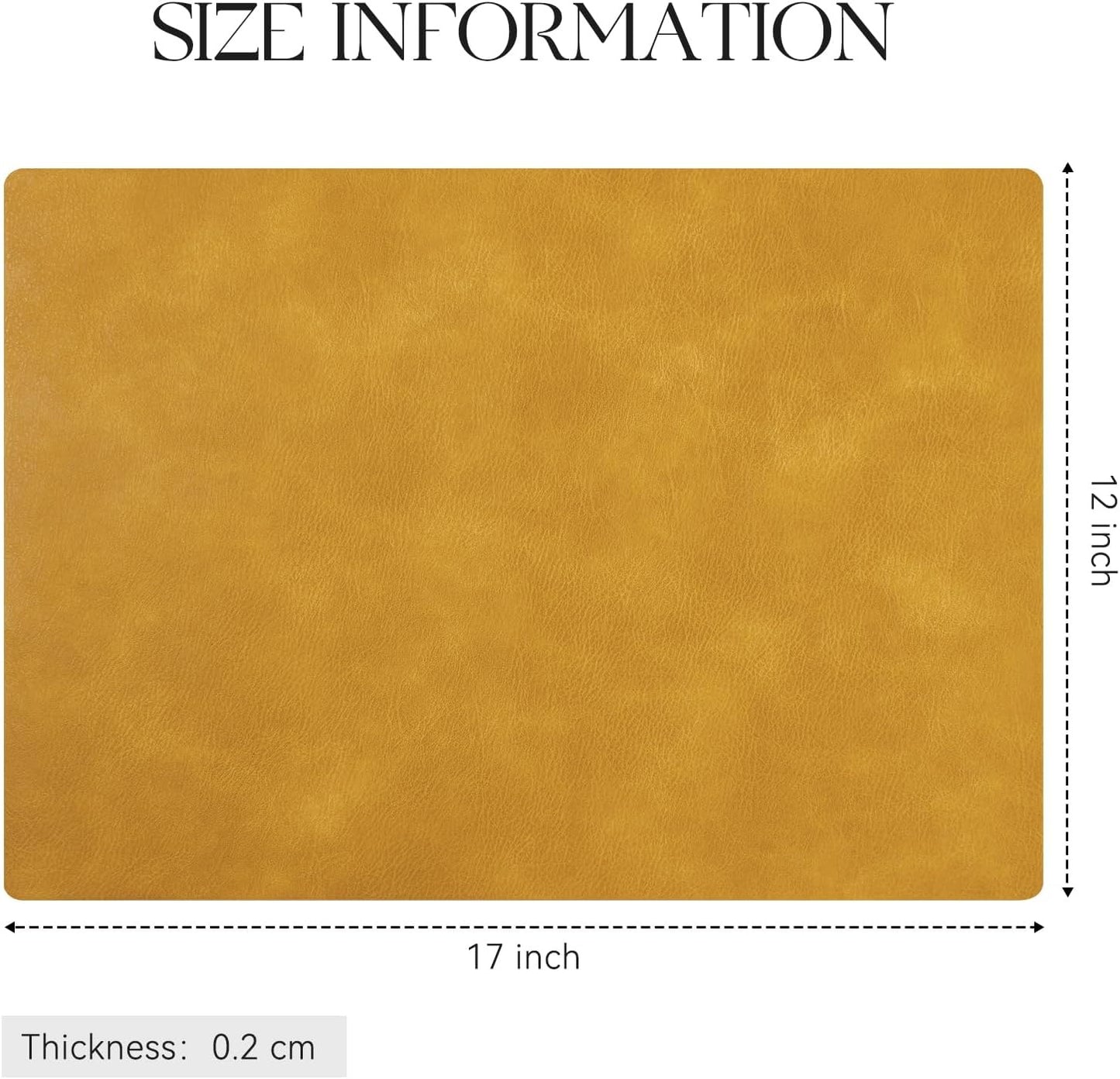 Polyurethane 100% Waterproof Oil-Proof Wipeable Heat Resistant Placemats Set in Yellow