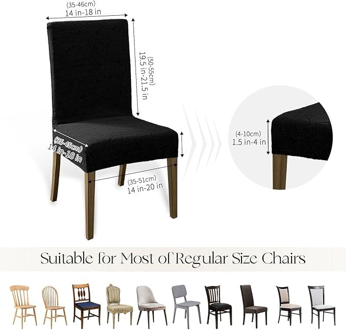 Polyester 100% Waterproof Leaves Pattern Chair Covers in Black