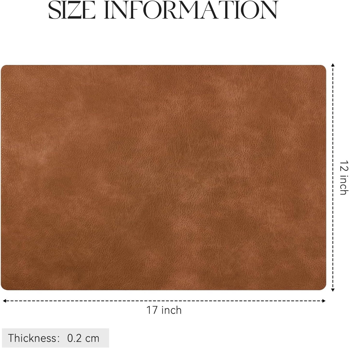 Polyurethane 100% Waterproof Oil-Proof Wipeable Heat Resistant Placemats Set in Reddish Brown