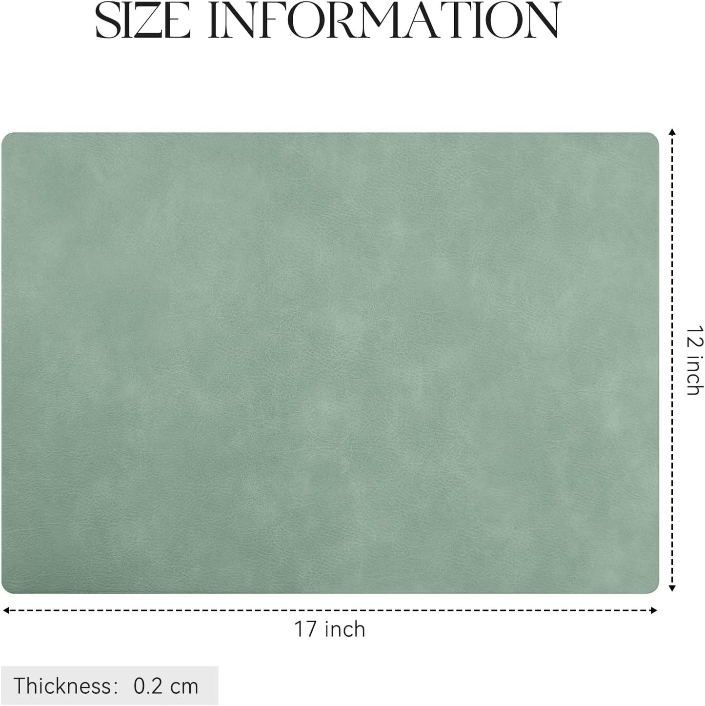 Polyurethane 100% Waterproof Oil-Proof Wipeable Heat Resistant Placemats Set in Green