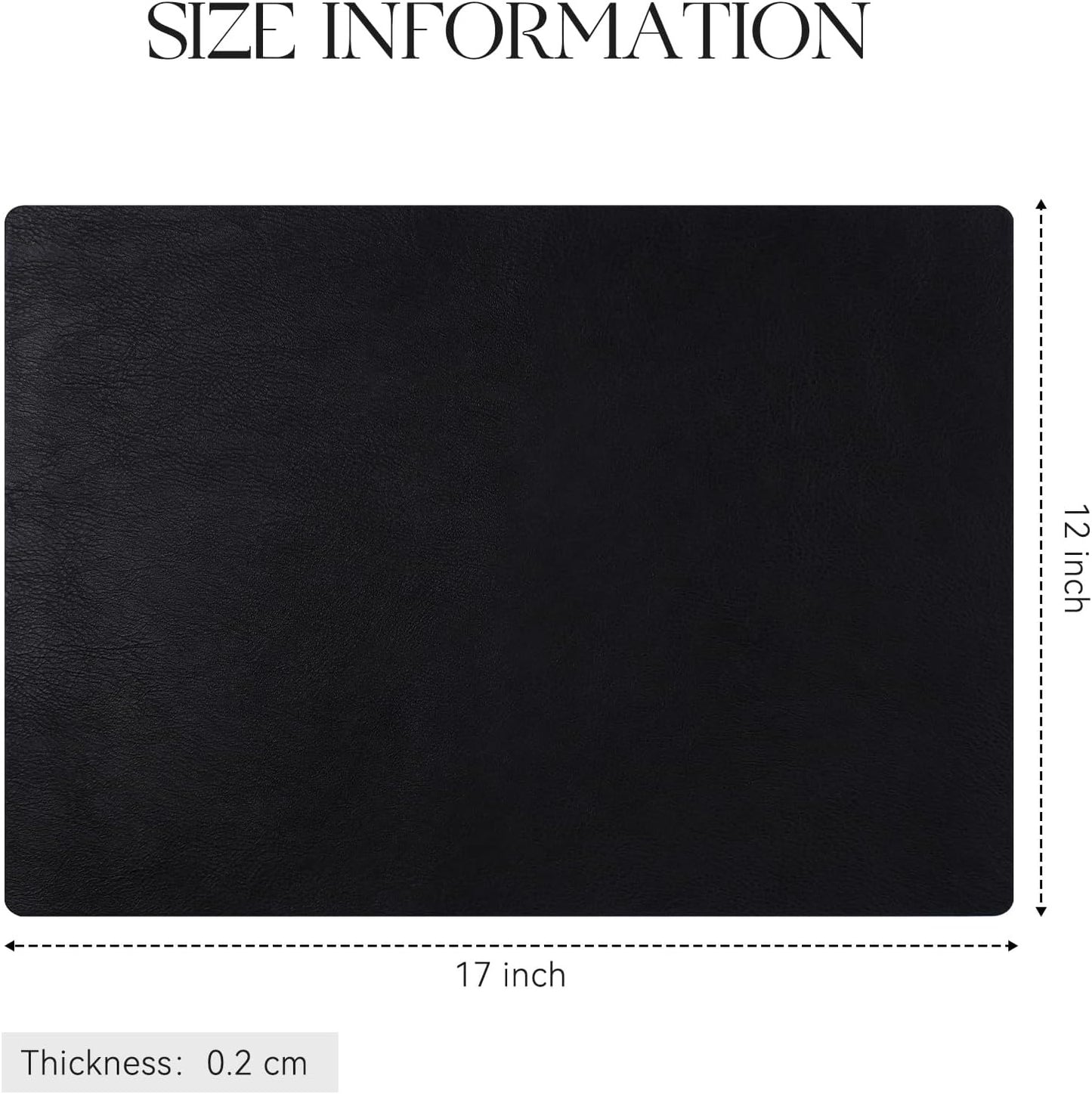 Polyurethane 100% Waterproof Oil-Proof Wipeable Heat Resistant Placemats Set in Black