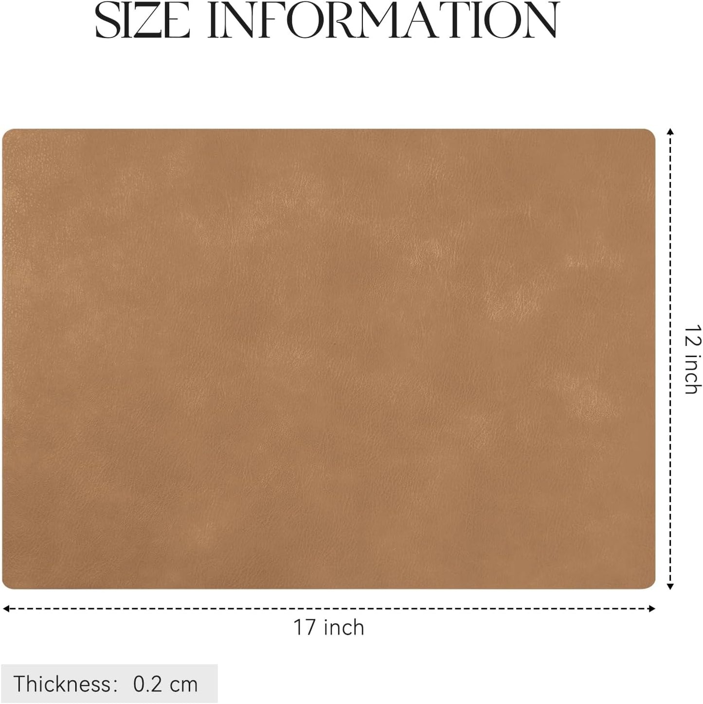 Polyurethane 100% Waterproof Oil-Proof Wipeable Heat Resistant Placemats Set in Camel