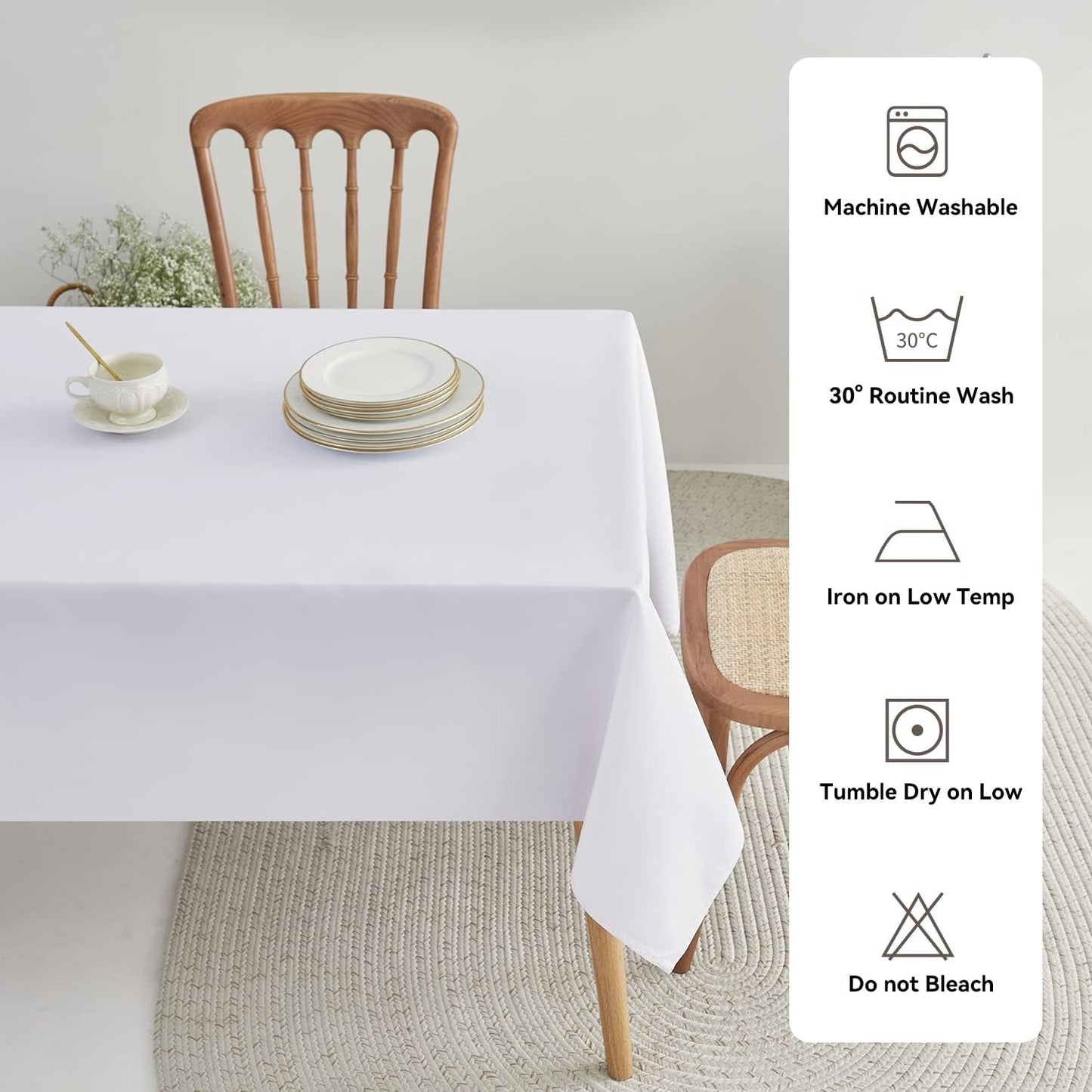 Classic Polyester Table Linen in White