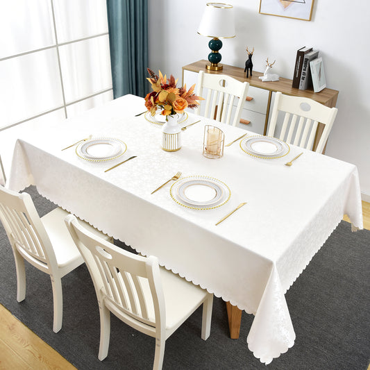 Polyurethane 100% Waterproof and Oil Resistant Chequered Tablecloth in White