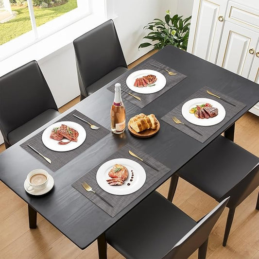 Plastic Woven Heat Resistant Placemats in Dark Grey