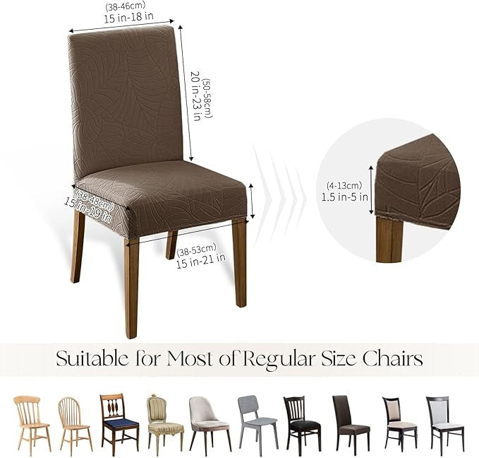 Polyester 100% Waterproof Leaf Pattern Chair Covers in Taupe