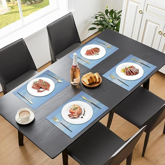 Plastic Woven Heat Resistant Placemats in Gradient Blue