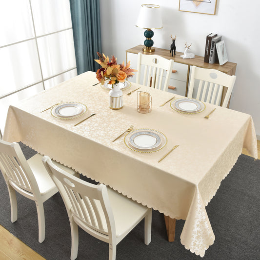 Polyurethane 100% Waterproof and Oil Resistant Chequered Tablecloth in Beige