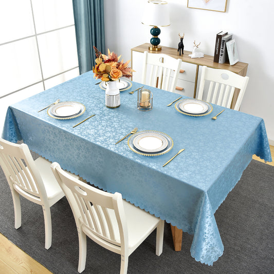 Polyurethane 100% Waterproof and Oil Resistant Chequered Tablecloth in Blue