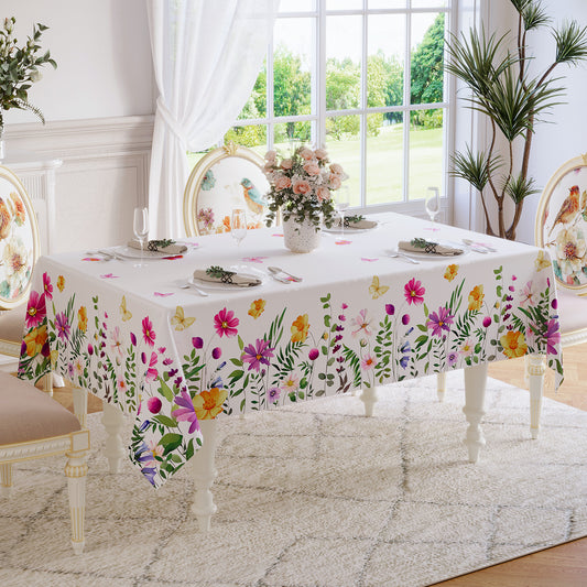 Polyester Waterproof And Stain Resistant Floral Tablecloth in Flower B