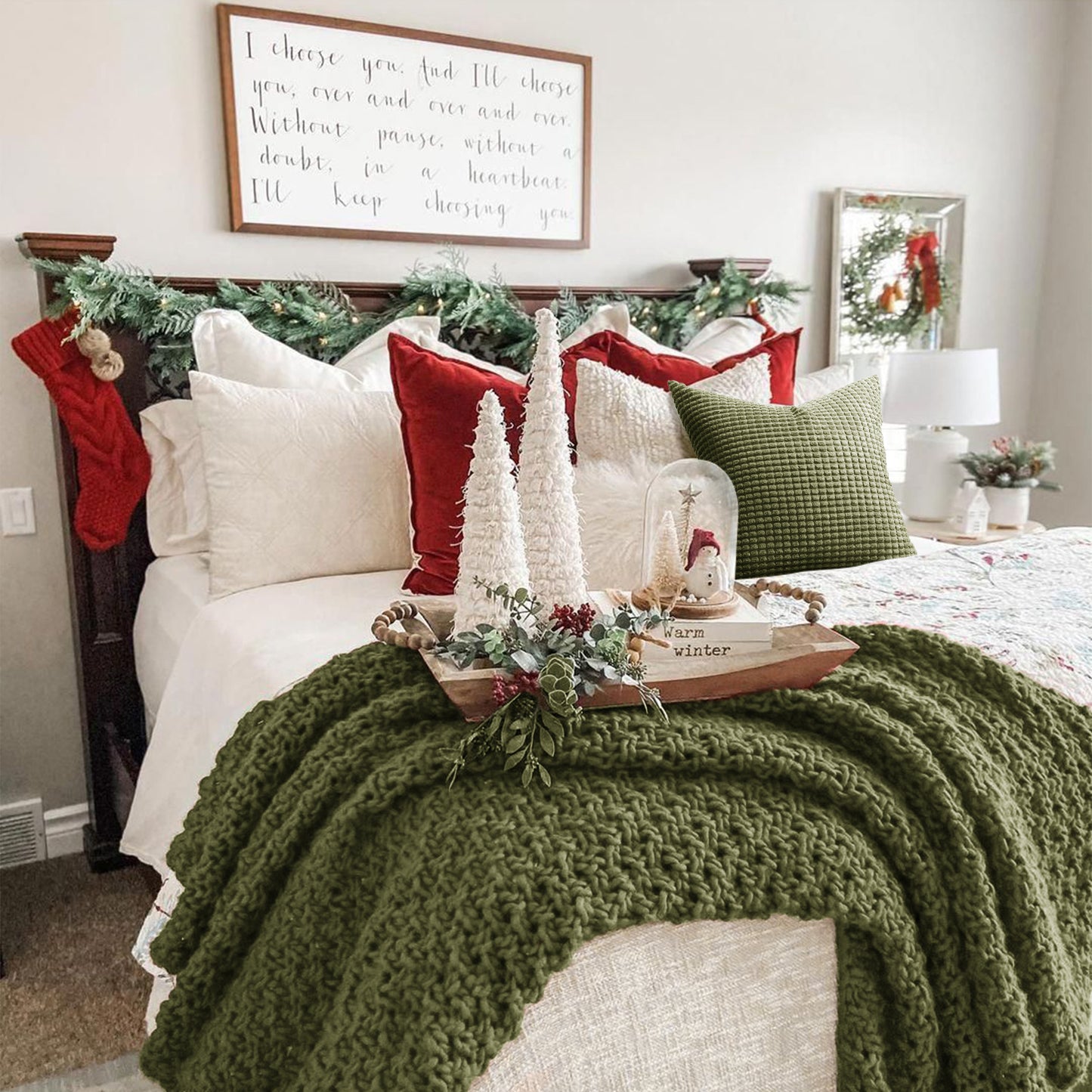 Soft Corduroy Corn-Kernel Pattern Pillowcases in Olive-green