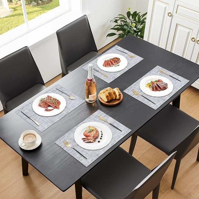 Plastic Woven Heat Resistant Placemats in Light Grey