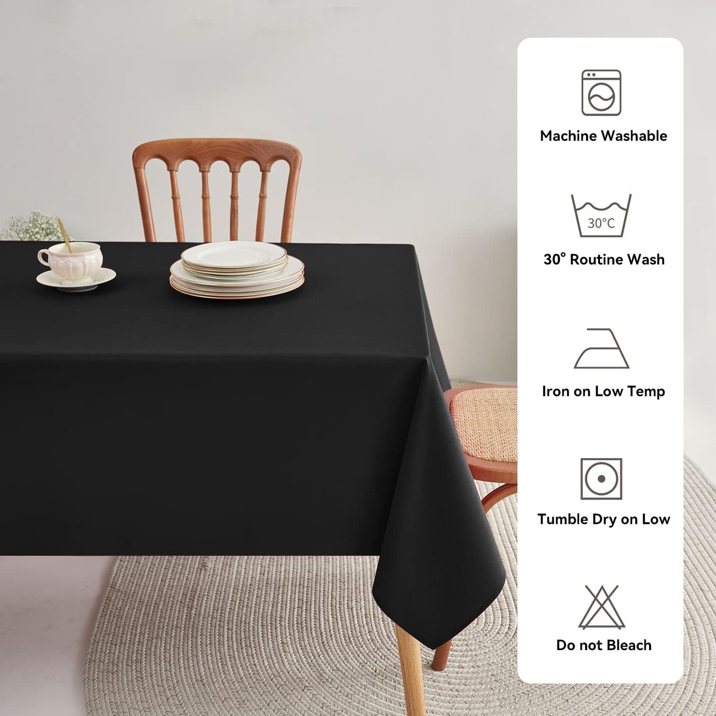 Classic Polyester Table Linen in Black