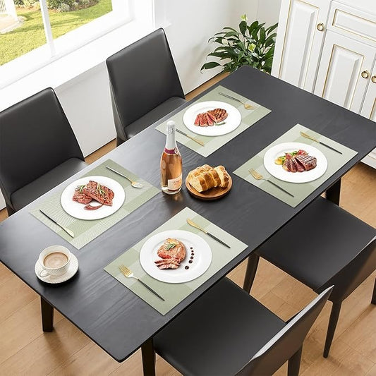 Plastic Woven Heat Resistant Placemats in Grass Green