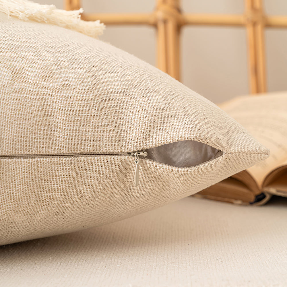 Jacquard Patchwork Throw Pillowcases -Straight Fringe