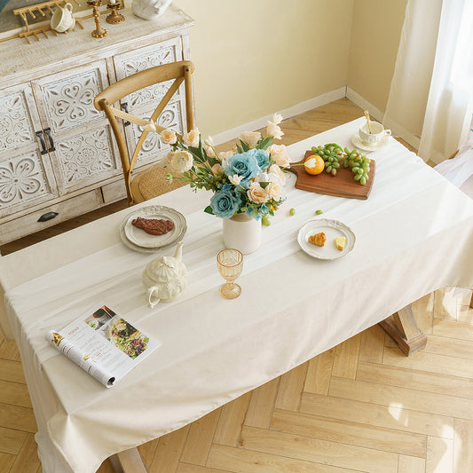 Polyester Waterproof Solid-Velvet Tablecloth in Beige