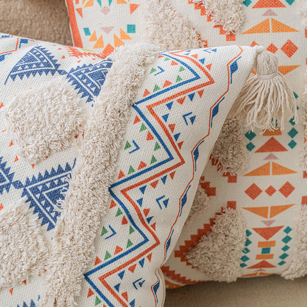 Wave Pattern Bohemian Tufted Throw Pillowcases