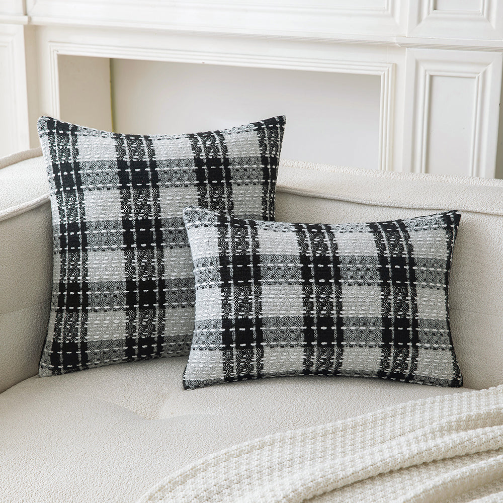 Gray Plaid Throw Pillowcases