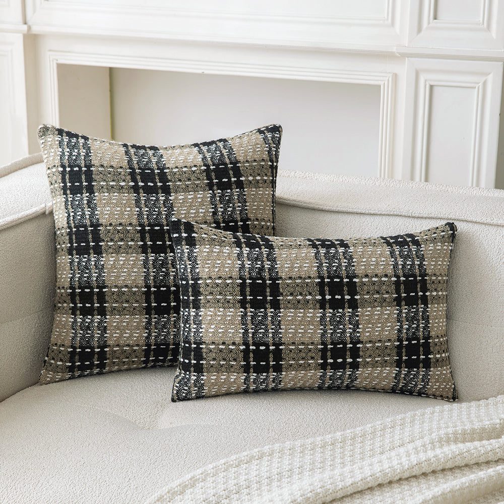 Brown Plaid Throw Pillowcases