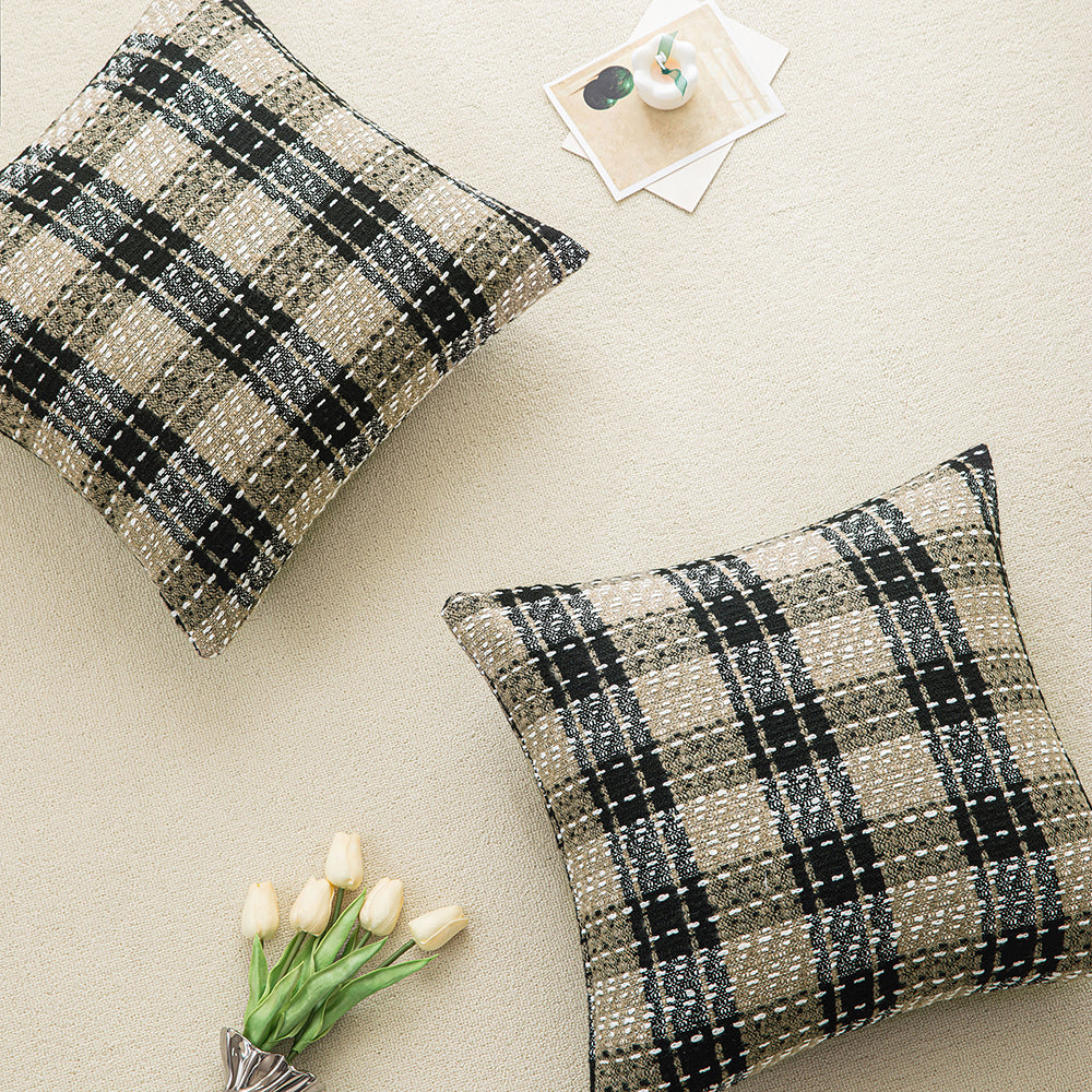 Brown Plaid Throw Pillowcases