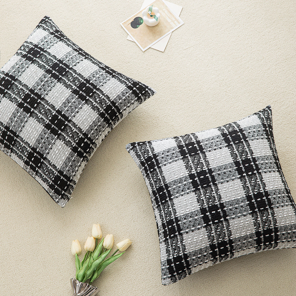 Gray Plaid Throw Pillowcases