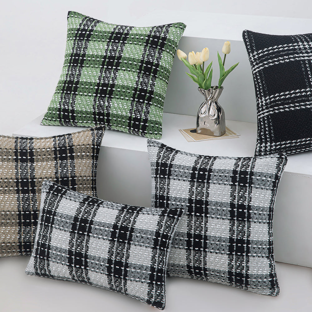 Gray Plaid Throw Pillowcases