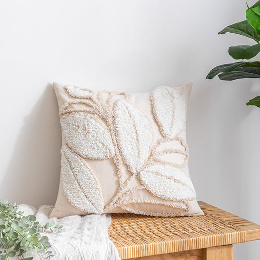 Polyester and Cotton White Botanical Tufted Pillowcases