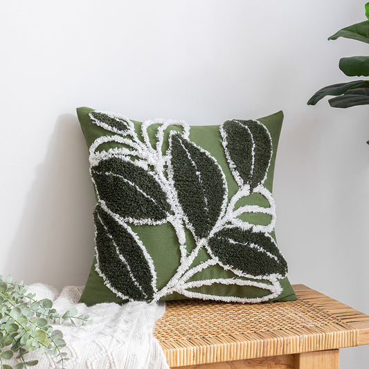 Polyester and Cotton Green Botanical Tufted Pillowcases