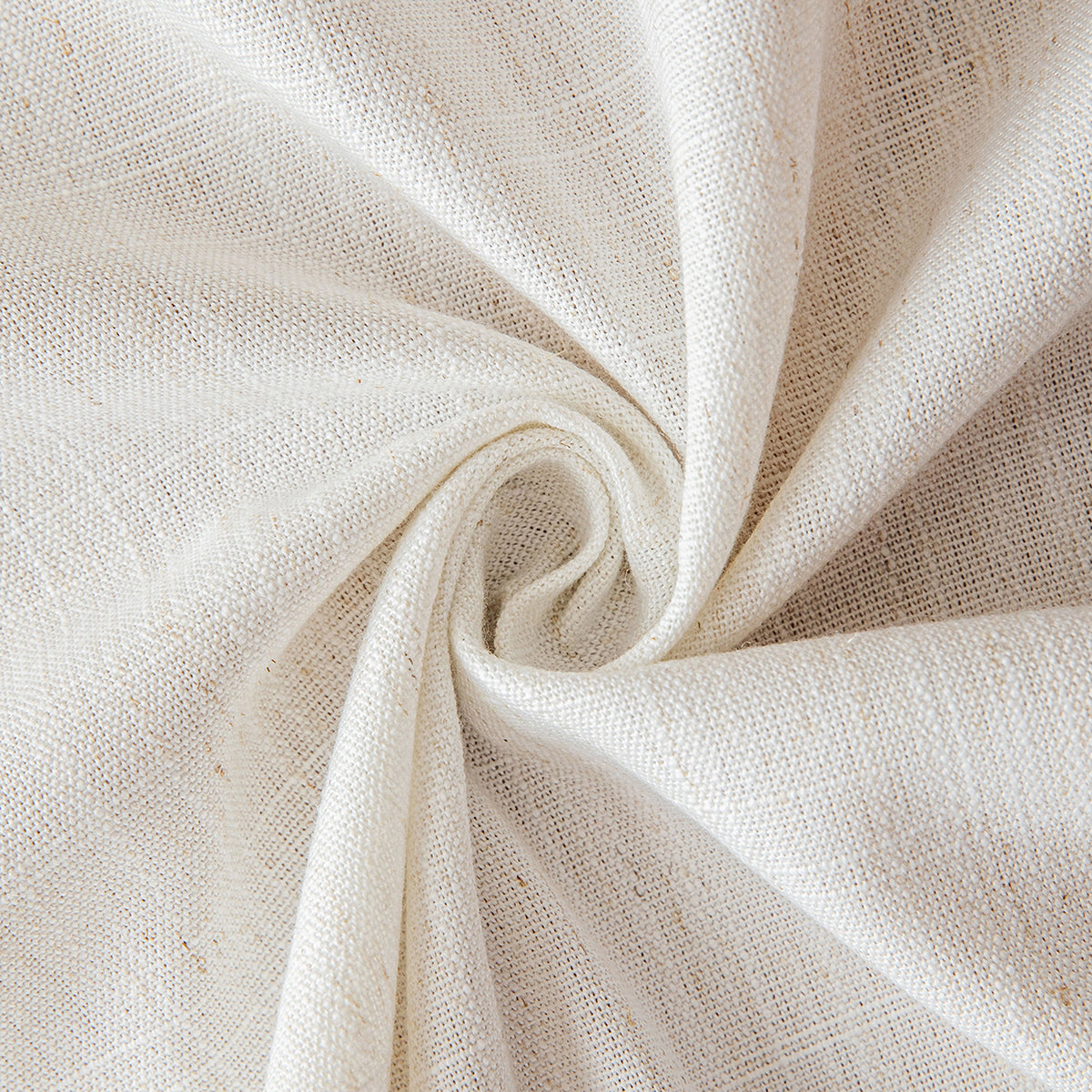 Poly-Linen Solid-Color Tablecloth with Tassel Trim in White
