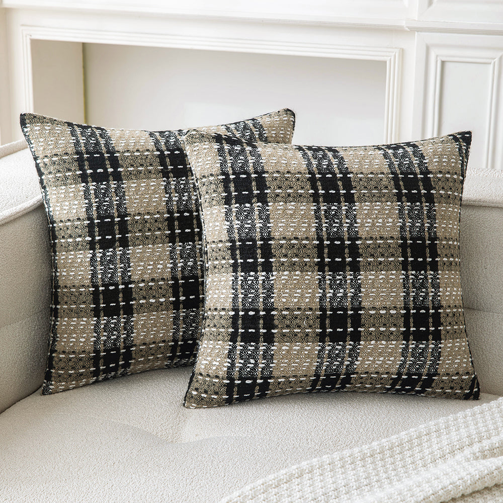 Brown Plaid Throw Pillowcases