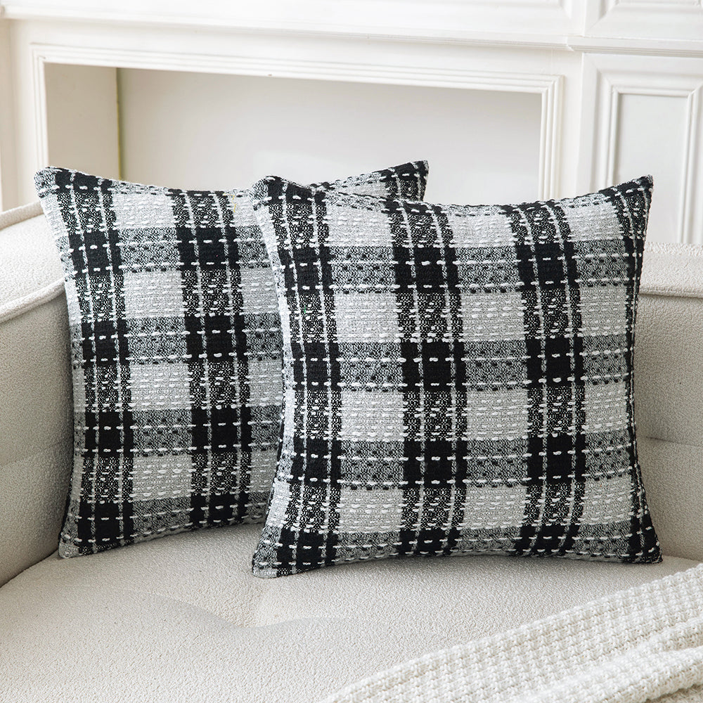 Gray Plaid Throw Pillowcases