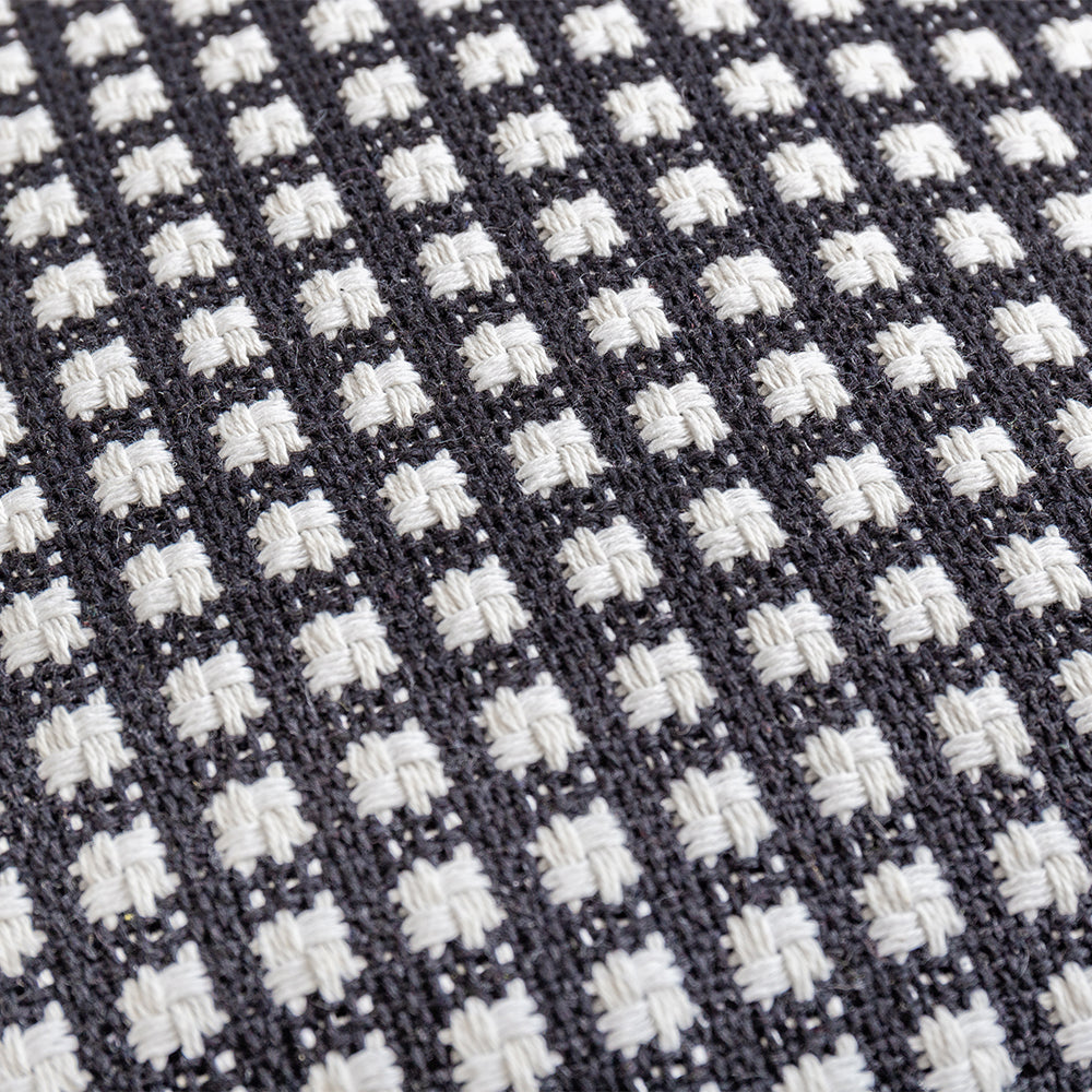 Polyester and Cotton Plaid Fringe Tufted Throw Pillowcases - Black and White Checkered Raw Edge
