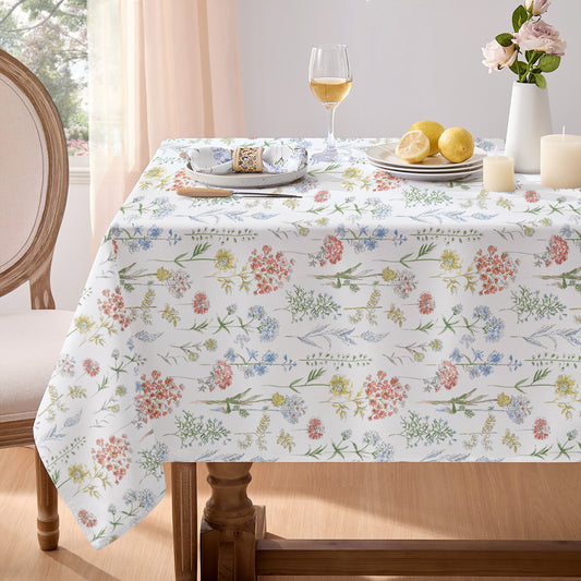 Polyester Waterproof And Stain Resistant Wild Floral Tablecloth in Wildflower-b
