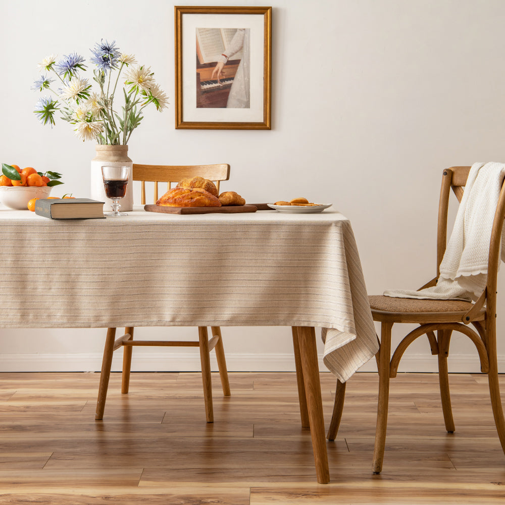 Fresh Striped Linen-Cotton Tablecloth-Dual-Stripe