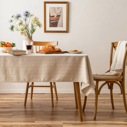 Fresh Striped Linen-Cotton Tablecloth-Dual-Stripe