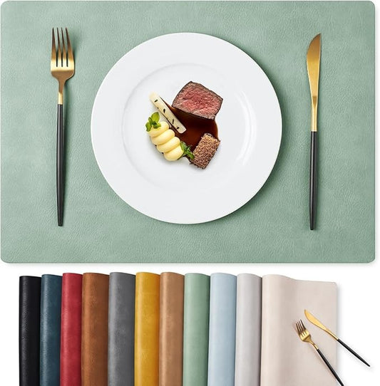 Polyurethane 100% Waterproof Oil-Proof Wipeable Heat Resistant Placemats Set in Green