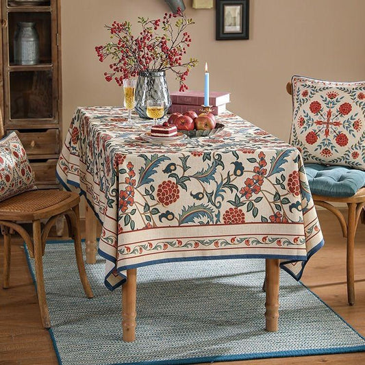 Chenille raspberry print waterproof tablecloth