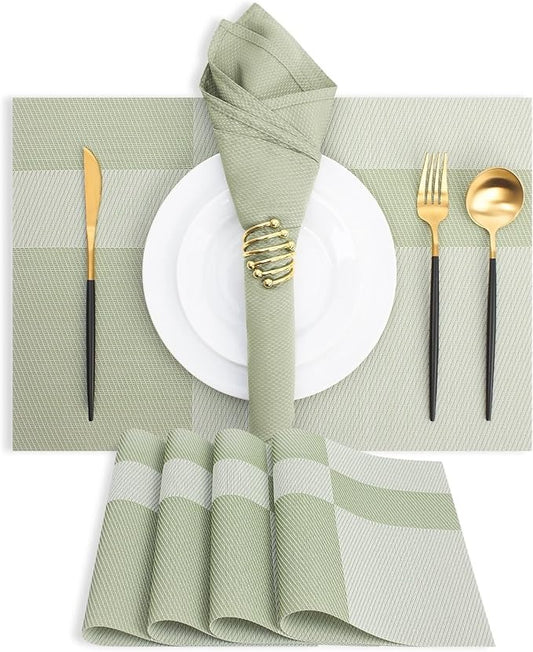 Plastic Woven Heat Resistant Placemats in Grass Green