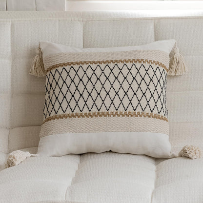 Accent Macrame Woven Black Pillowcases with Tassels