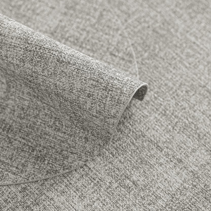 Polyurethane Linen-textured 100% Waterproof Oil-Proof Wipeable Heat Resistant Round Placemats Set in Light Grey