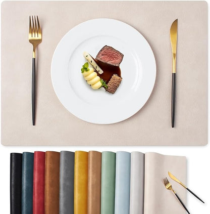 Polyurethane 100% Waterproof Oil-Proof Wipeable Heat Resistant Placemats Set in Beige