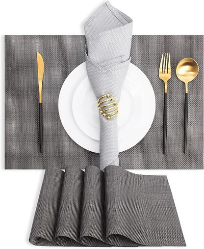 Plastic Woven Heat Resistant Placemats in Dark Grey