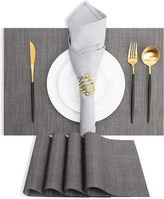 Plastic Woven Heat Resistant Placemats in Dark Grey