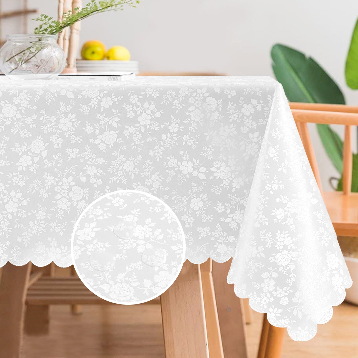 Polyurethane 100% Waterproof and Oil Resistant Chequered Tablecloth in White