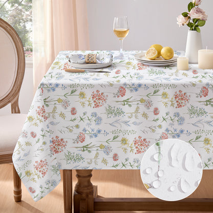 Polyester Waterproof And Stain Resistant Wild Floral Tablecloth in Wildflower-b