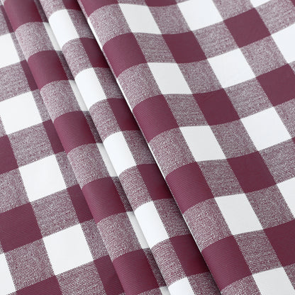 PVC Waterproof and Oil Resistant Plaid Tablecloth in Burgundy and White