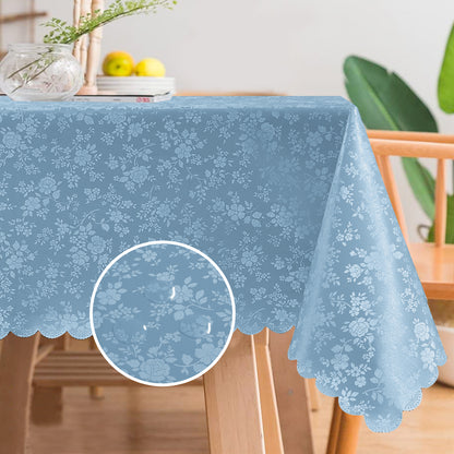 Polyurethane 100% Waterproof and Oil Resistant Chequered Tablecloth in Blue