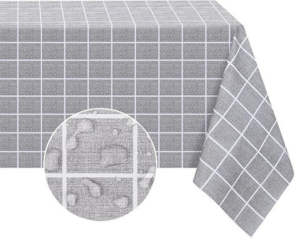 PVC Waterproof and Oil Resistant LargePlaid Tablecloth in Gray