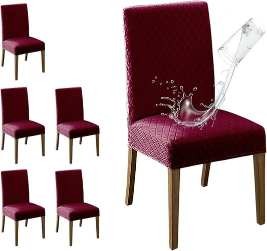 Polyester 100% Waterproof Diamond Pattern Chair Covers in Burgundy