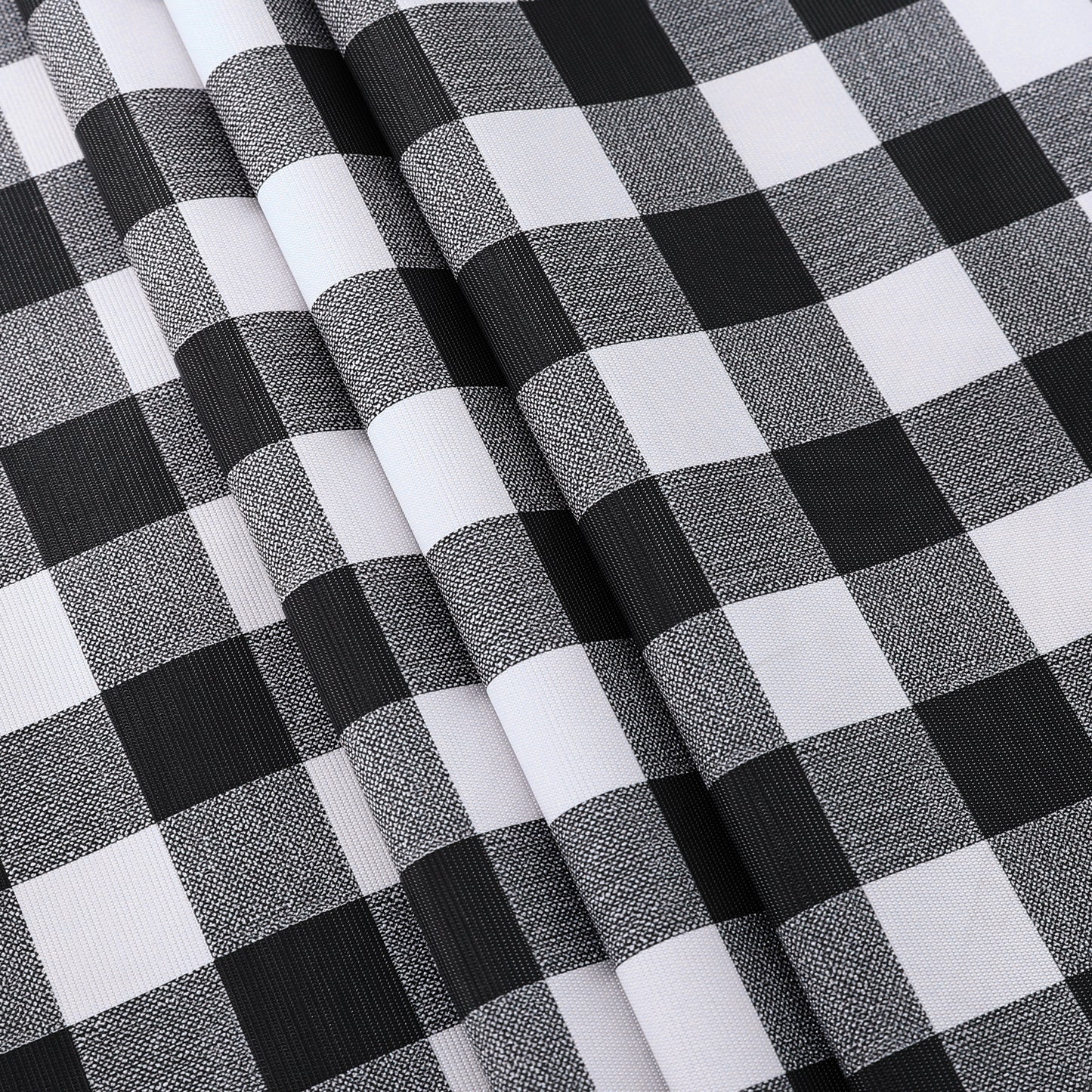 PVC Waterproof and Oil Resistant Plaid Tablecloth in Black and White